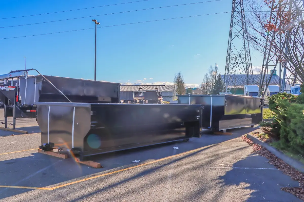 Roll-off dumpster ready for waste disposal at job site for Roll Off Dumpster Rental in Fairview